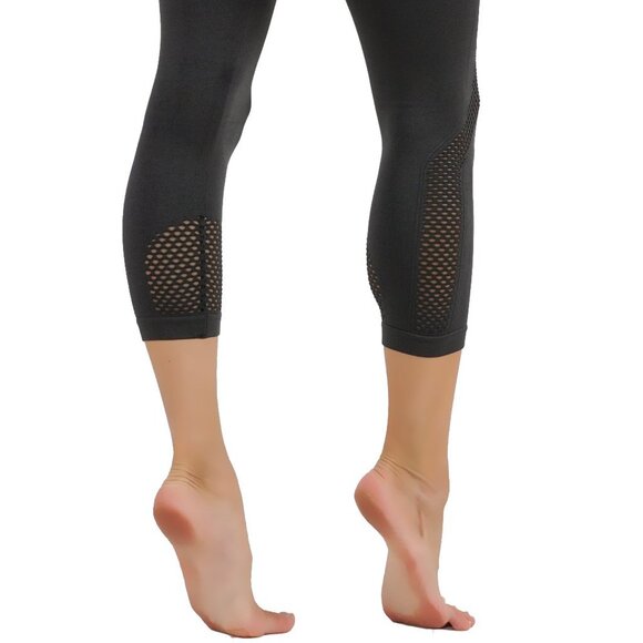 Grey yoga leggings workout pants sexy mesh - Picture 3 of 5